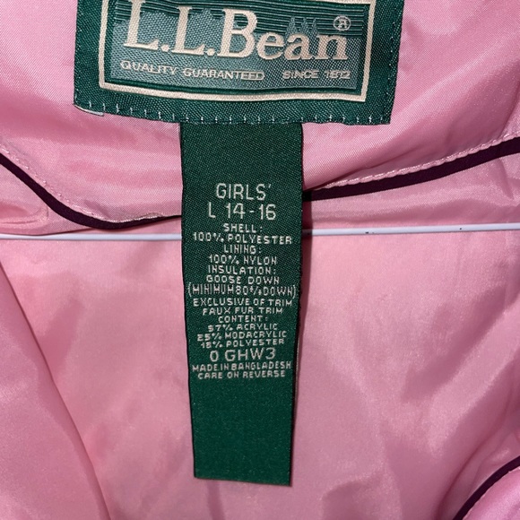 L.L. Bean Pink Winter Jacket. Girls L(14-16) - Picture 3 of 4